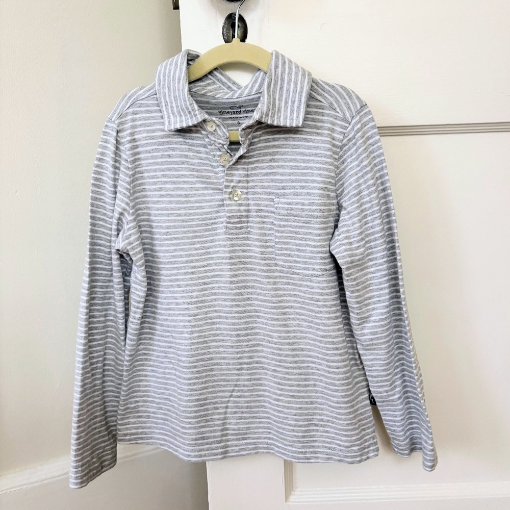 Striped Long Sleeve Polo Shirt